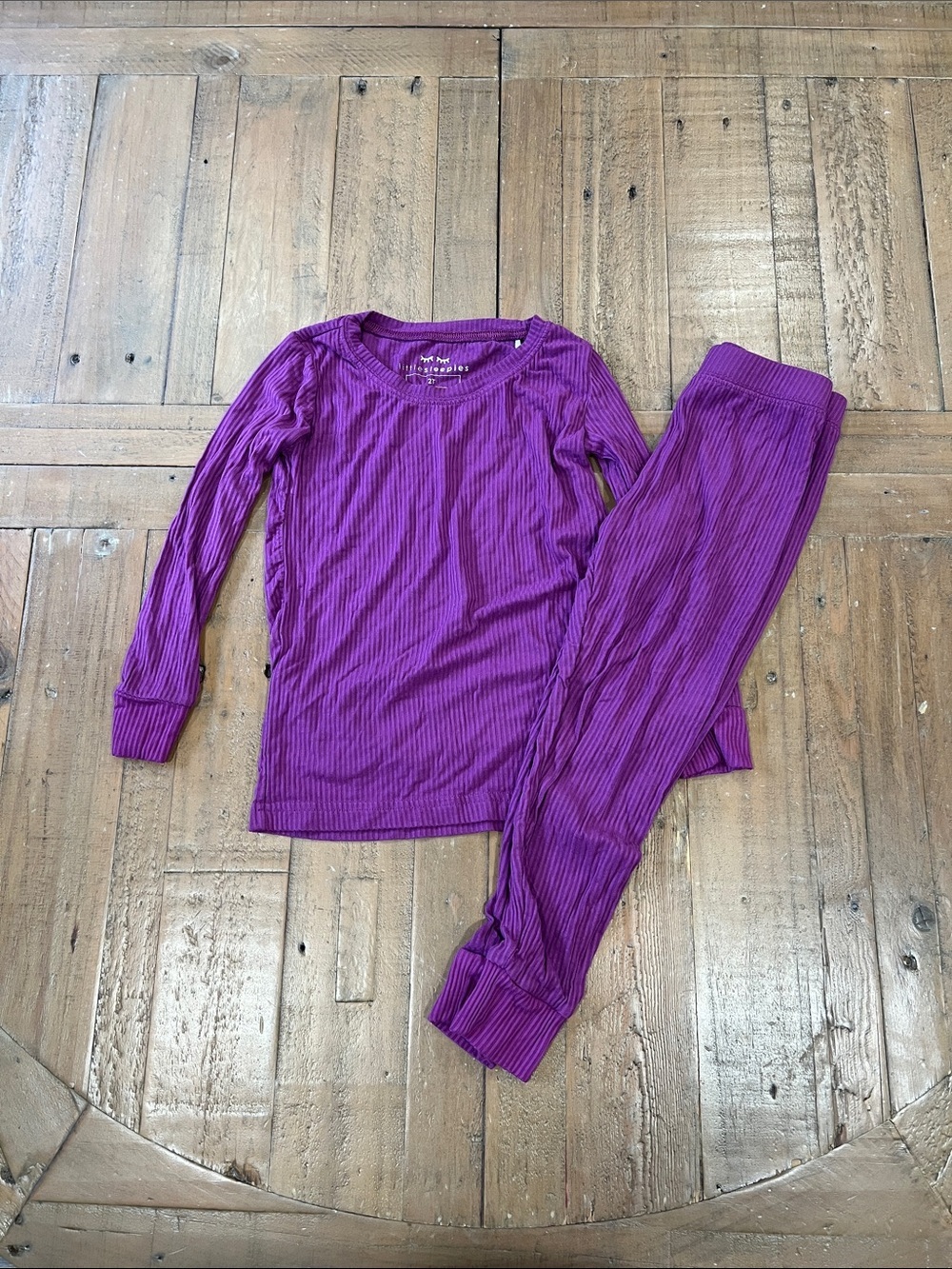 Little Sleepies purple ribbed bamboo two piece pajama set 2T